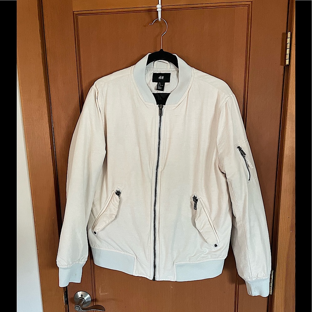 Gently Used H&M Lined Jacket, Size L, Beige/off White.